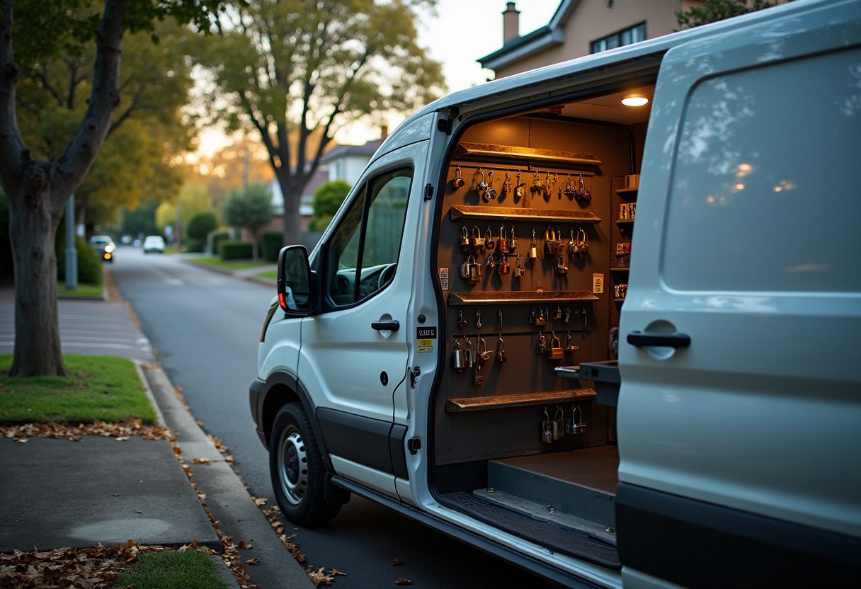 Locksmith van on a leafy North Shore street — Hunters Hill